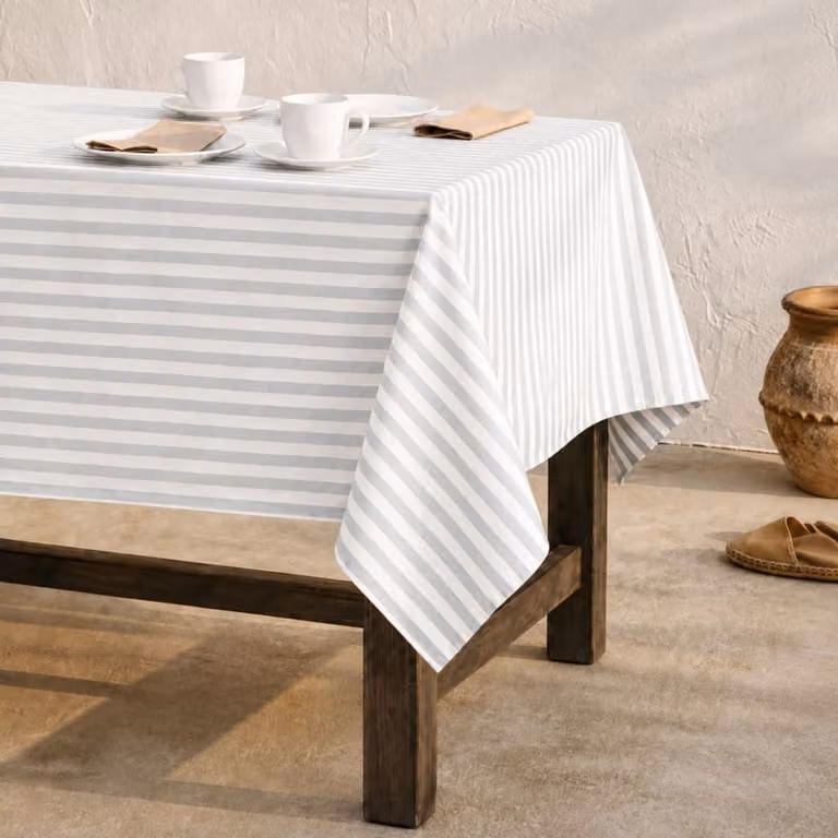 Mantel impermeable de rayas gris claro GAMUSI An/P/Al: 140 x 240 cm