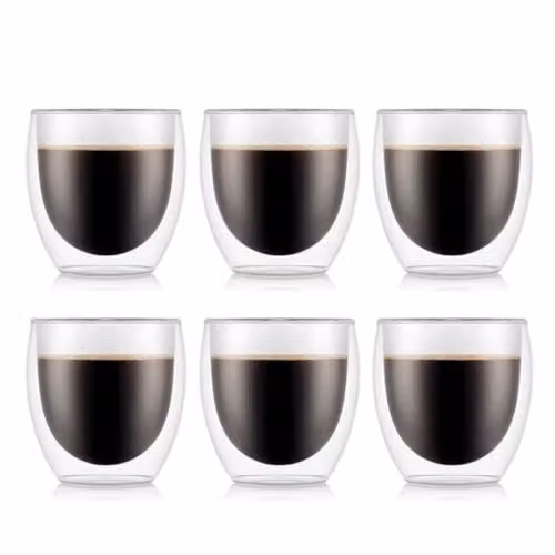 Set de 6 vasos térmicos Pavina de Bodum, transparentes, 250 ml