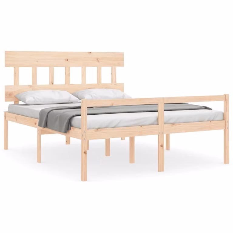 Cama para personas mayores vidaXL de madera maciza de pino con cabecero en estilo rústico An/P/Al: 160 x 200 cm