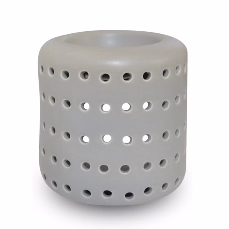 Quemador de perfume Zen'Arôme de cerámica gris con diseño geométrico y minimalista para tealight
