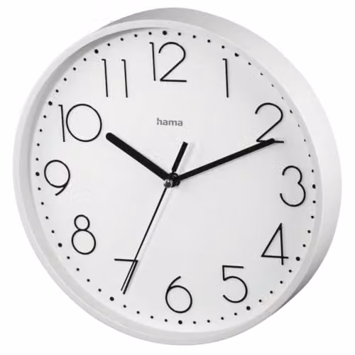 Reloj de pared analógico Hama PG-220 Quartz de color blanco con diseño redondo y mecanismo silencioso