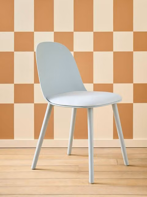 Silla infantil Vertbaudet en terciopelo azul claro de estilo moderno