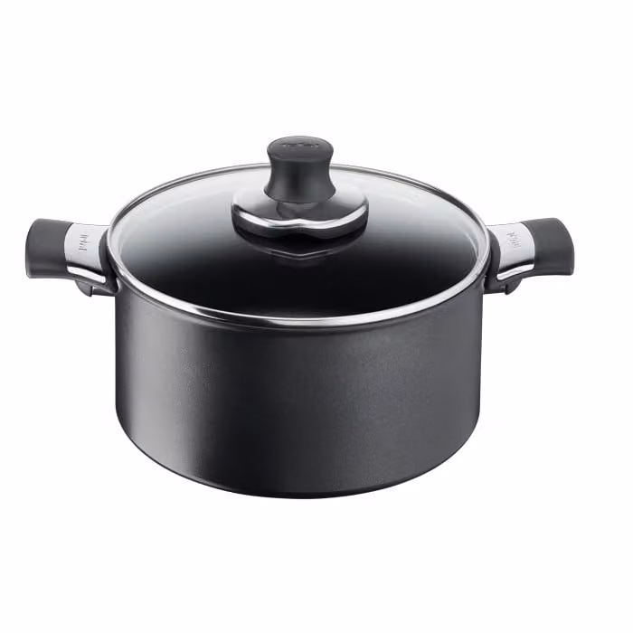 Cacerola Tefal Excellence con tapa de cristal, antiadherente cerámica, color gris, 5,2 l, Diámetro: 24 cm