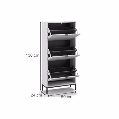 Zapatera abatible Vicco Eliza en color blanco, An/Al: 60 x 130 cm
