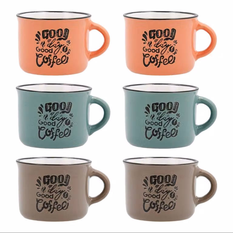 Set de 6 tazas de espresso Quid en gres, disponibles en verde o multicolor, de 80 ml