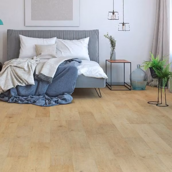 Suelo laminado Cooke Lewis efecto madera roble en tonos marrón y beige, resistente al agua, espesor 8 mm
