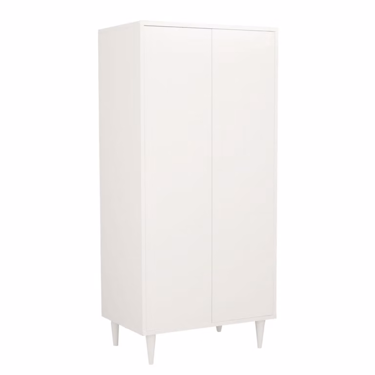 Armario infantil Sauthon de dos puertas con estantes y barra para colgar en color blanco, An: 107 cm, P: 56 cm, Al: 185 cm