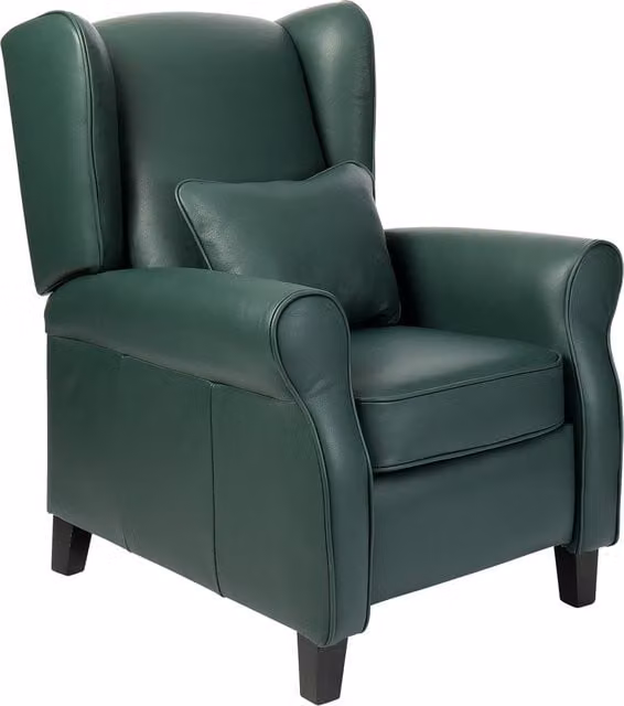 Sillón orejero Pavia de El Corte Inglés en piel color verde con relax manual