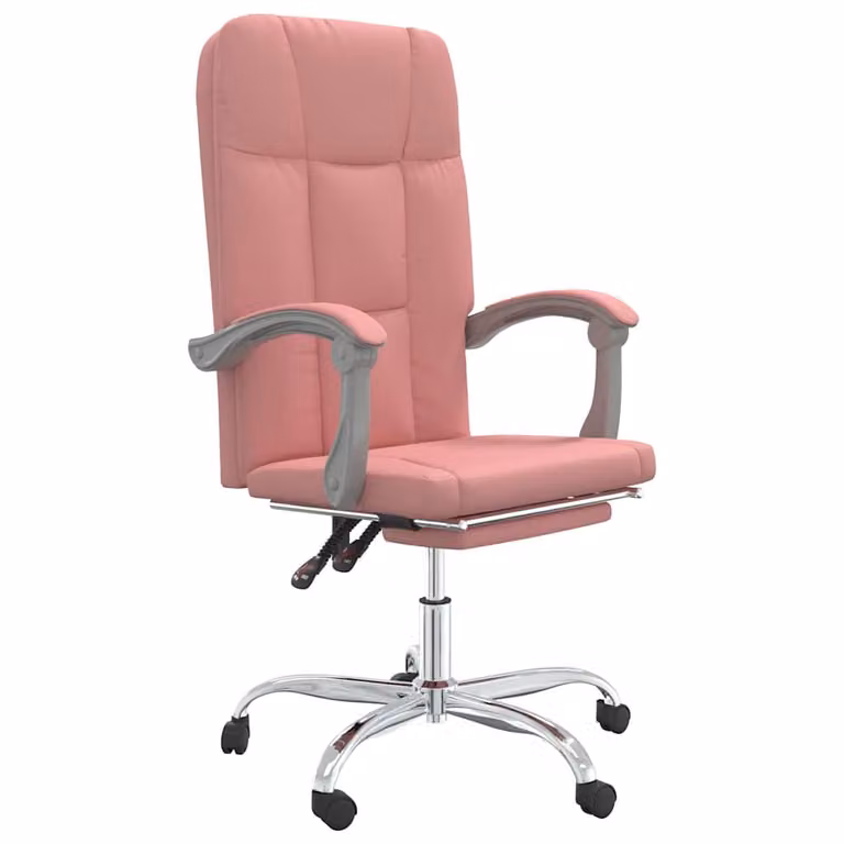 Silla de oficina ejecutiva vidaXL reclinable en cuero sintético rosa con giro de 360 grados y reposabrazos