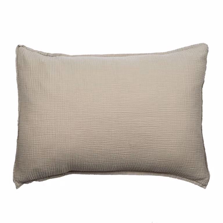 Funda de almohada de gasa de algodón Maison d'été en color beige y marrón, An/P/Al: 50 x 70 cm