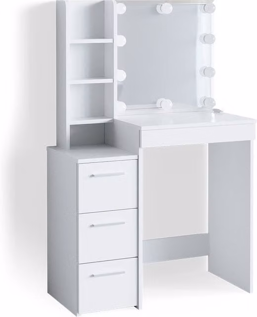 Tocador Vicco Meryl blanco con iluminación LED para dormitorio