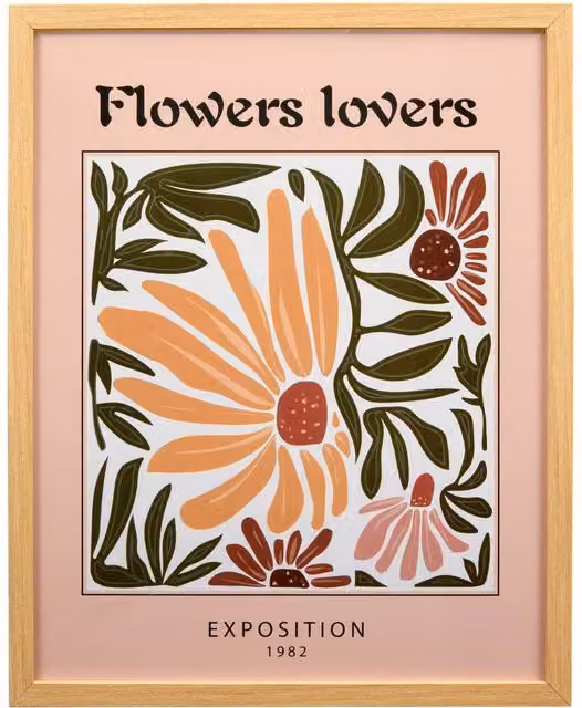 Póster enmarcado de Manny de Atmosphera con diseño floral multicolor y rosa, An/Al: 40 x 50 cm