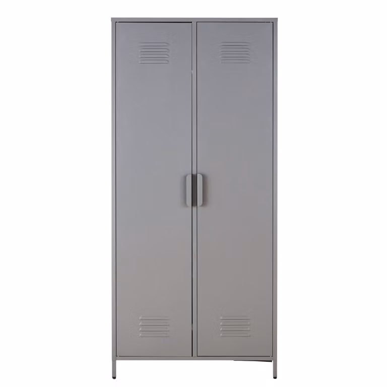 Armario infantil de estilo industrial Maison du Monde en metal gris con puertas batientes y estantes internos