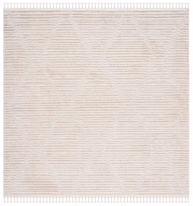 Alfombra Safavieh de estilo bohemio marroquí y diseño clásico en color beige, fabricada en poliéster, An/An/Al: 160 x 160 cm