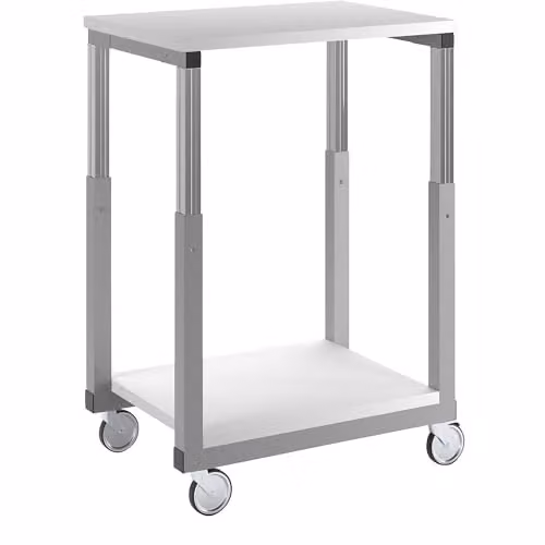 Mesa carro ESD RAU con tablero de melamina gris y ruedas, altura regulable, An/P/Al: 70 x 50 x 45 cm