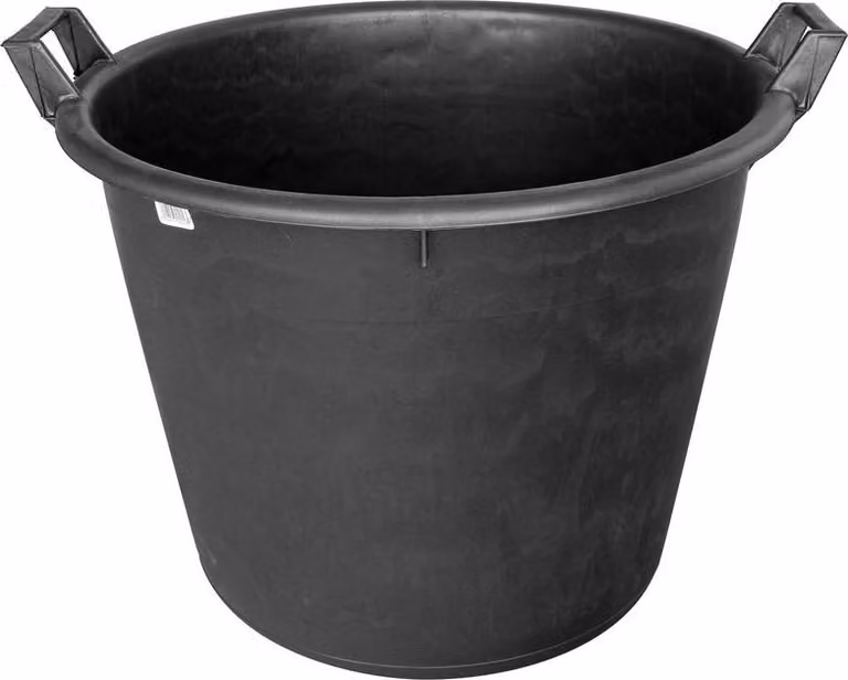 Recipiente redondo ICS P14055 negro de plástico con 2 asas y fondo sólido, Diámetro: 54 cm, Altura: 41 cm