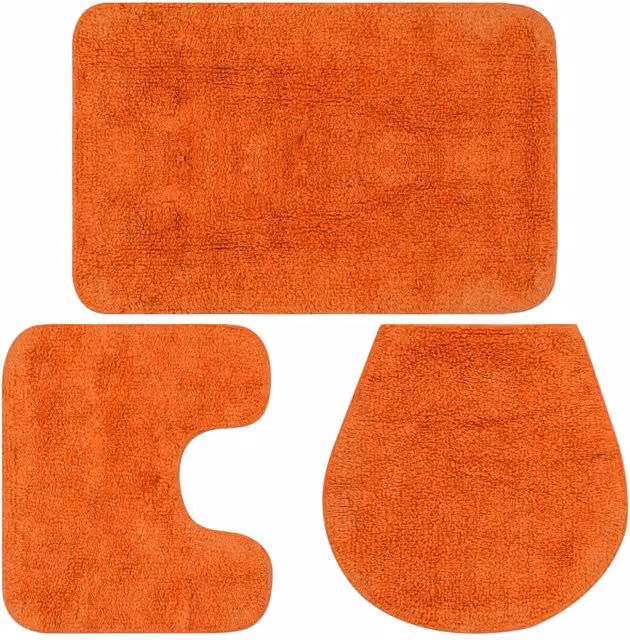Conjunto de 3 alfombrillas de baño antideslizantes de algodón color naranja Vidaxl