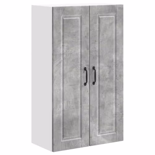 Armario de cocina moderno de pared Helloshop26 con estantes internos y puertas batientes, color gris y marrón, An/P/Al: 60 x 31 x 100 cm