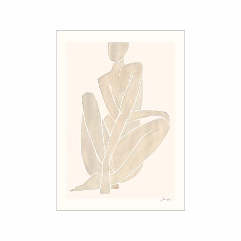 Póster de ilustración abstracta Sella Molenaar Female Form 02 en papel multicolor y beige, An/P: 30 x 40 cm