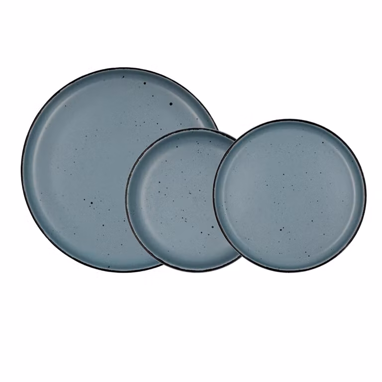 Vajilla de cerámica Quid de 12 piezas en azul para 4 personas, apta para microondas y lavavajillas