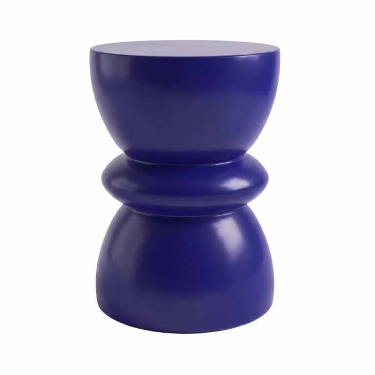Mesa auxiliar redonda MAISON PAVANE en color azul, efecto piedra y acabado lacado, Diámetro: 35 cm