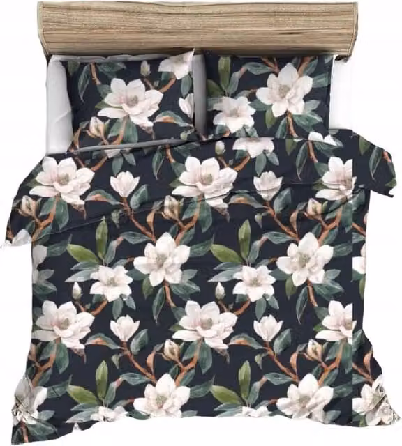Juego de cama Doratex de algodón con estampado floral para adultos, incluye funda nórdica y fundas de almohada, An/P/Al: 160 x 200 cm, colores negro, dorado, verde y rosa.