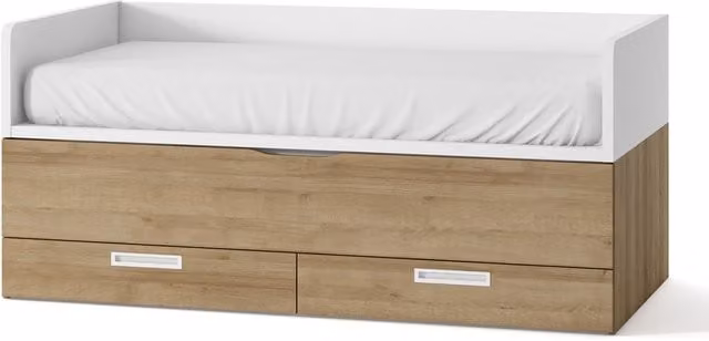 Cama nido Mio de El Corte Inglés con 2 cajones y costados altos en blanco y marrón