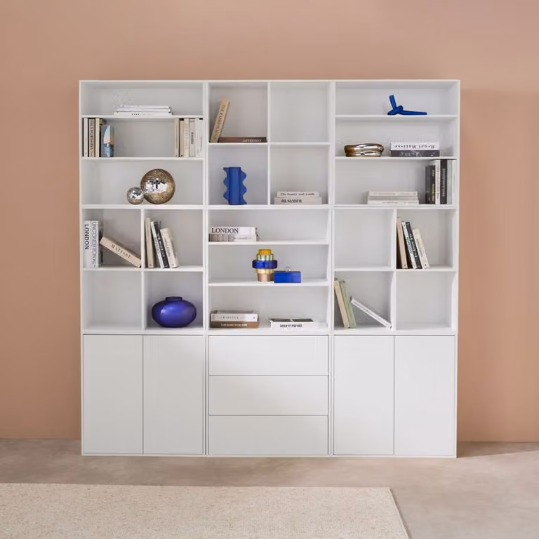 Kit de estantería modular Sweeek de 9 secciones en color blanco mate, An/P/Al: 210 x 35 x 210 cm