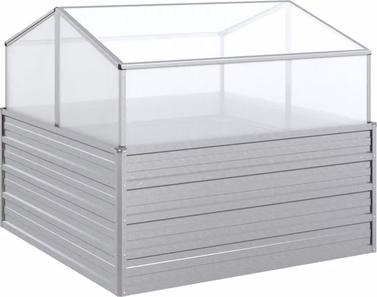 Arriate con invernadero Syfax en acero galvanizado color plateado An/P/Al: 100 x 100 x 85 cm