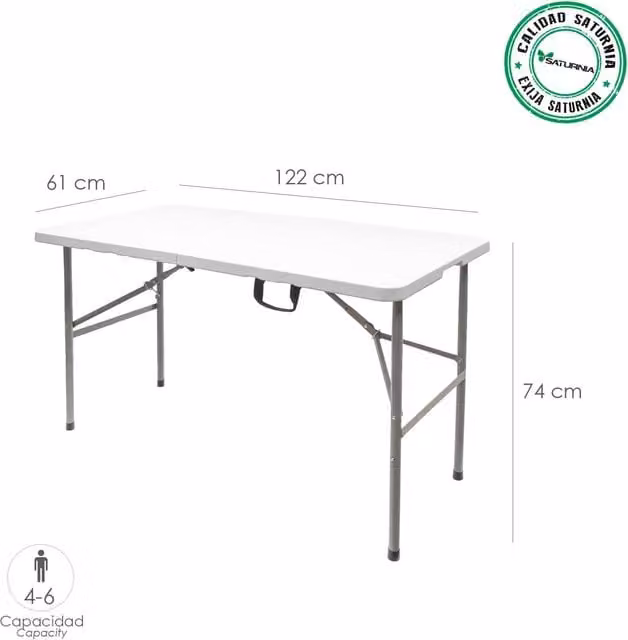 Mesa plegable rectangular multifuncional Vetonek en color blanco