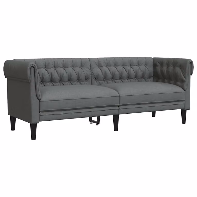 Sofá Chesterfield vidaXL de tela gris, An/P/Al: 201,5 x 74,5 x 74,5 cm