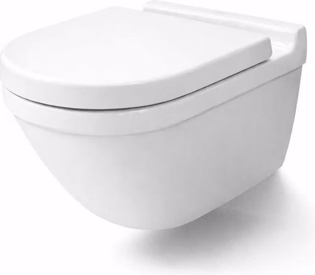 Inodoro suspendido Duravit Starck 3 en cerámica blanca con tecnología rimless y asiento soft-close An/P/Al: 54 x 37,5 x 36,5 cm