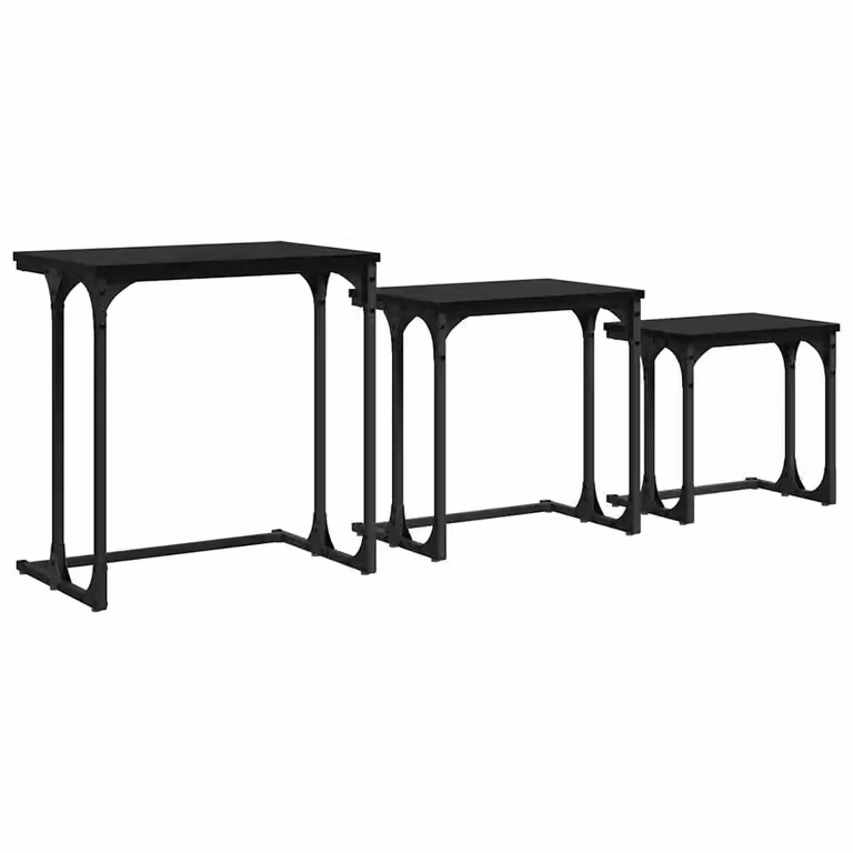 Set de 3 mesas de café nido vidaXL estilo industrial en roble y negro, An/P/Al: 50.5 x 35 x 53 cm