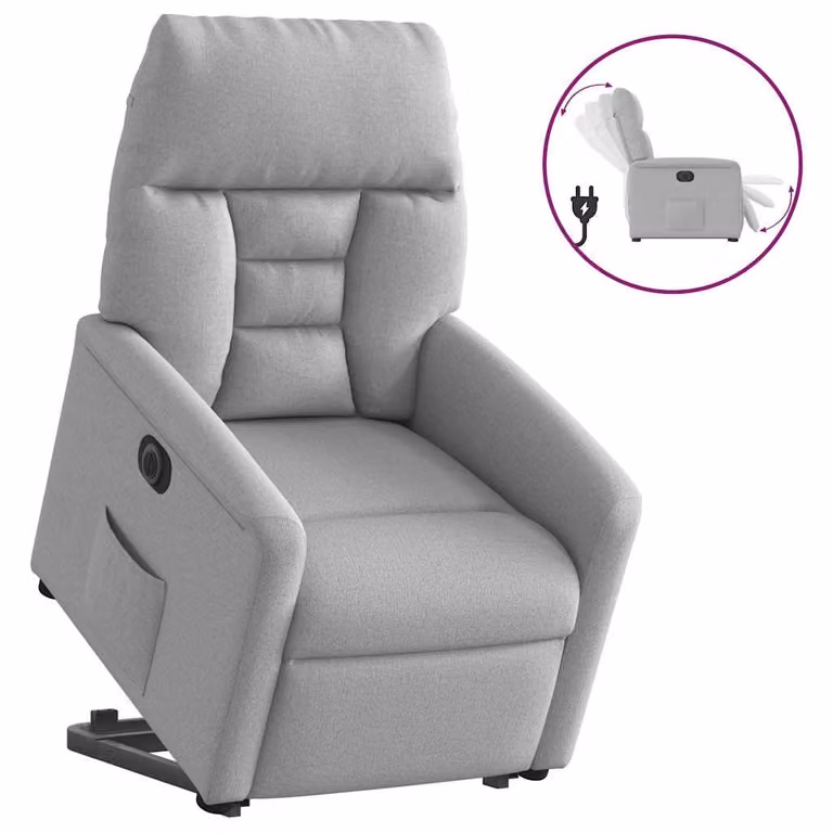Sillón eléctrico reclinable y elevable vidaXL en tela gris nube con reposabrazos para mayores