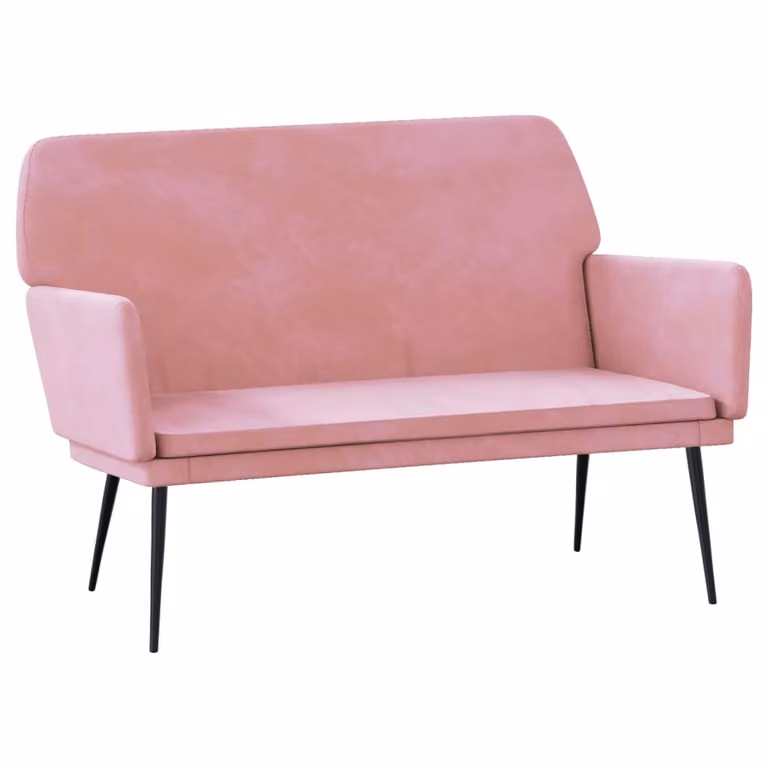 vidaXL Banco de terciopelo rosa con reposabrazos y estructura de metal y MDF An/P/Al: 108 x 79 x 79 cm