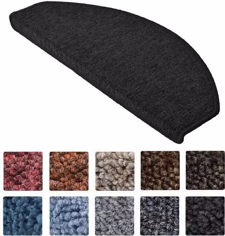 Set de 15 alfombras semicirculares para escaleras Beautissu en color antracita, An/P/Al: 55 x 28 x 4 cm