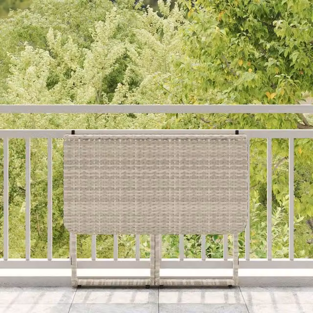 Mesa de jardín y terraza plegable SYFAX de ratán sintético en color gris y beige, An/P/Al: 90 x 51 x 75 cm