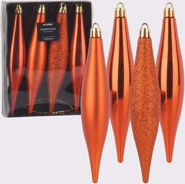 Pack de 4 adornos de Navidad tipo carámbano rojos de NORTHIX, 15 cm