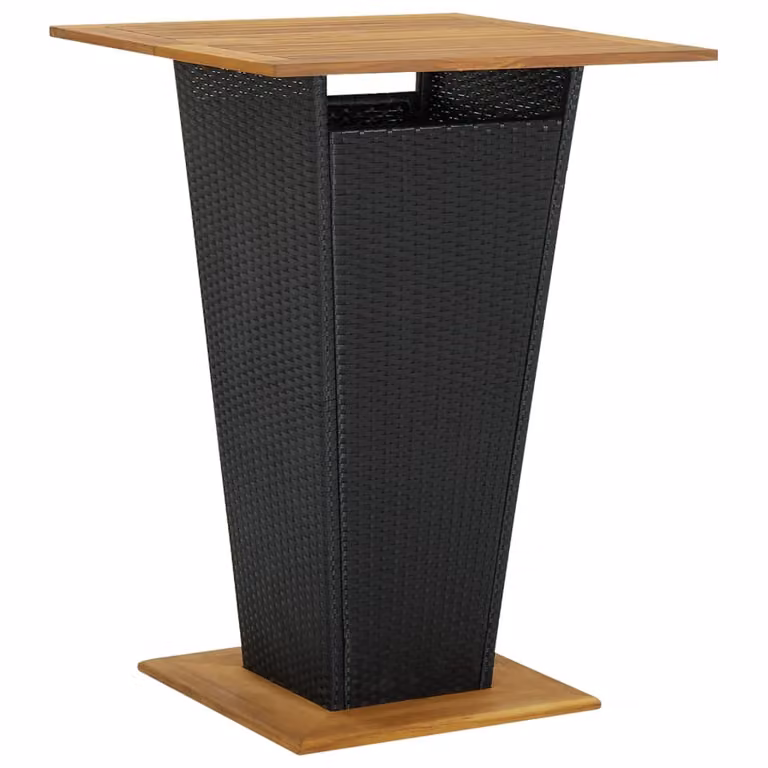 Mesa alta Syfax de ratán sintético y madera de acacia en negro y marrón An/P/Al: 80 x 80 x 110 cm