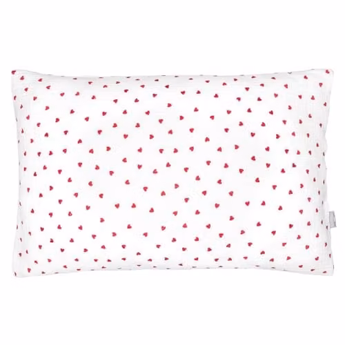 Funda de almohada reversible Sevira Kids Lovio de algodón con diseño floral en azul, rojo y blanco, 63 x 63 cm