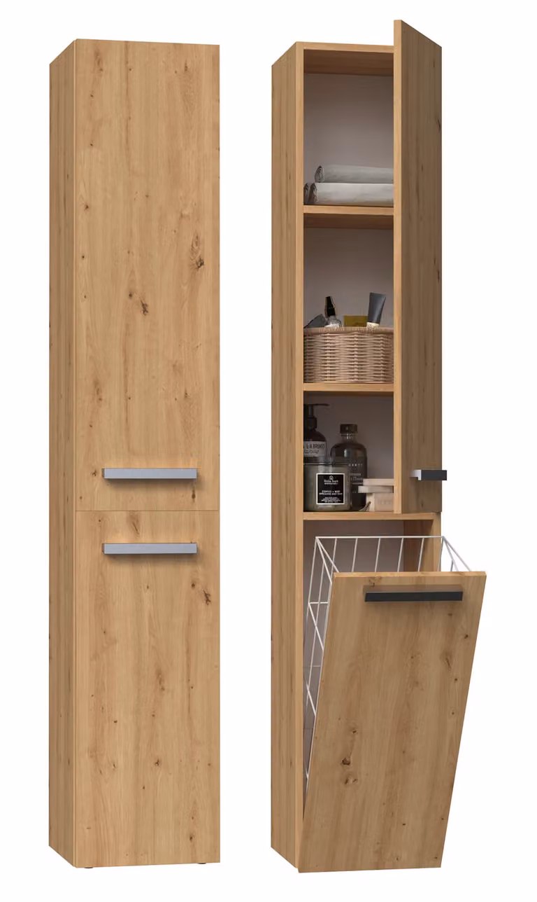 Armario independiente Topeshop NEL IV ARTISAN en roble con 2 puertas y 3 estantes, acabado mate