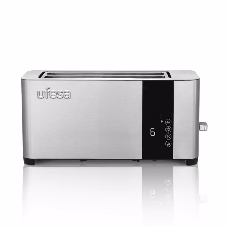 Tostadora Ufesa Duo Plus Delux de 2 rebanadas en acero inoxidable color silver con pantalla LCD y control táctil
