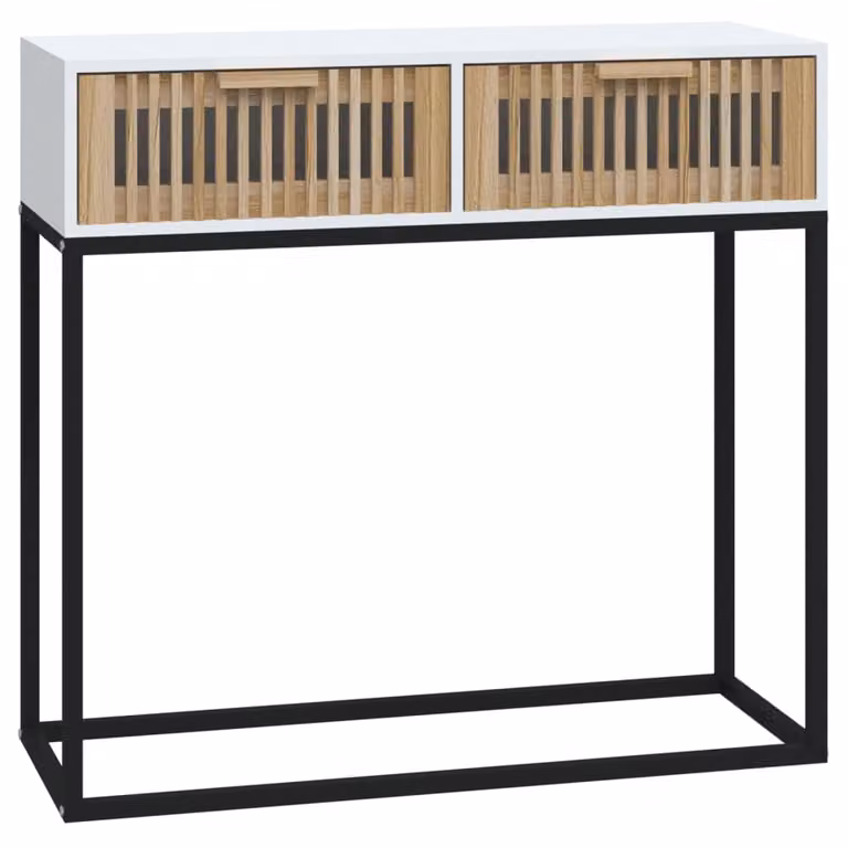 Mesa consola blanca de estilo escandinavo con madera y metal vidaXL An/P/Al: 80 x 30 x 75 cm