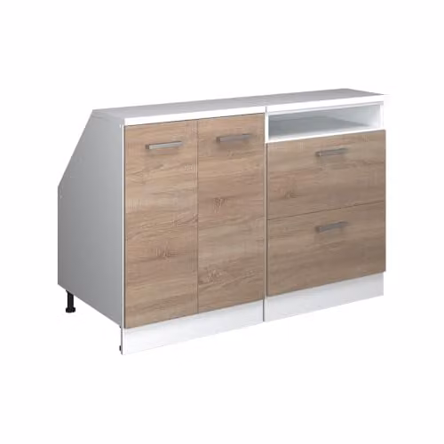 Lote de 2 carcasas de armario de cocina para techo inclinado Vicco R-Line en color beige o blanco, An/P/Al: 60 x 60 x 83,8 cm