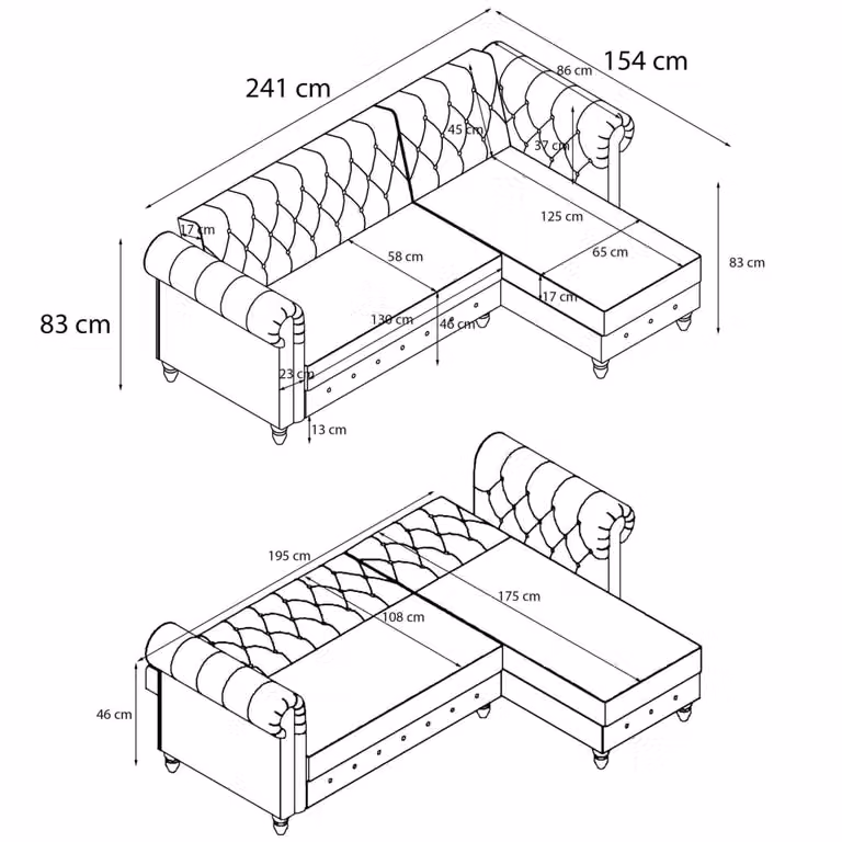 Sofá cama de 3 plazas Dorel Home con chaise longue en forma de L y tapicería de tela en color beige y blanco
