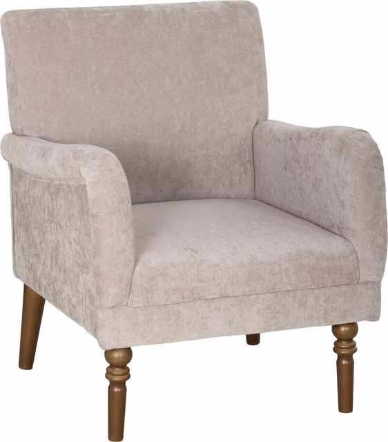 Butaca individual HOMCOM para salón, tapizada en lino gris con reposabrazos estilizados y patas de madera maciza de caucho