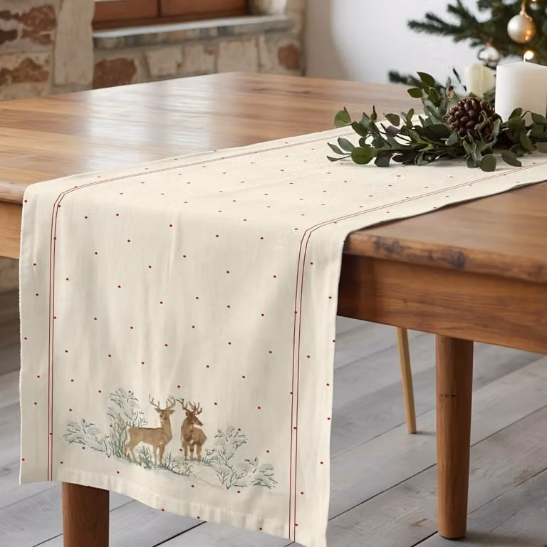 Camino de mesa de Navidad Muare Home multicolor de algodón, An/P: 150 x 55 cm