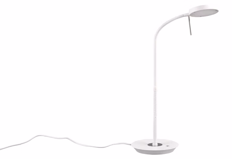 Lámpara de mesa LED Monza de Trio en color blanco, regulable y con diseño minimalista en metal, Altura: 57 cm