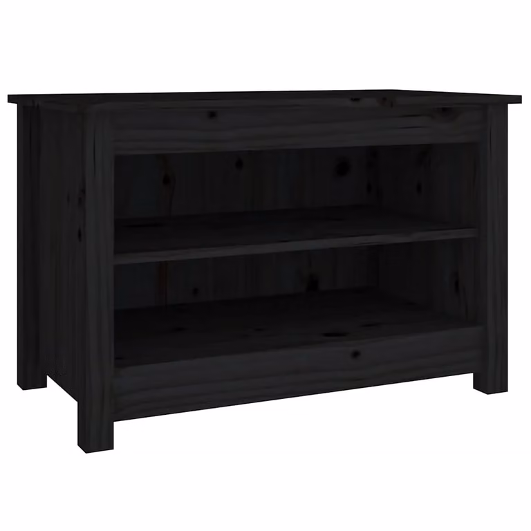 Banco zapatero moderno de madera de pino maciza vidaXL en color negro An/P/Al: 70 x 38 x 45,5 cm
