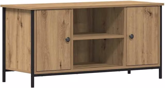 Mueble de TV moderno de Helloshop26 en madera de roble color marrón con compartimentos para medios An/P/Al: 100 x 40 x 50 cm